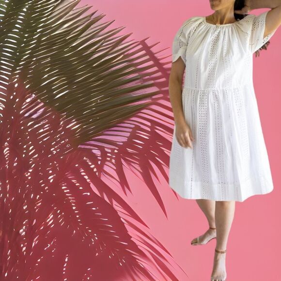 NWT CARON CALLAHAN Amelia Eyelet Midi Dress L - Picture 9 of 9